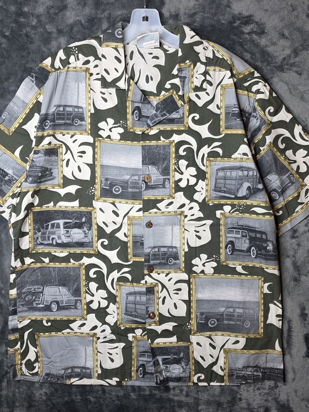 Pat Magees Surf Shop Hawaiin Button Down. Made In The USA AOP Mens L